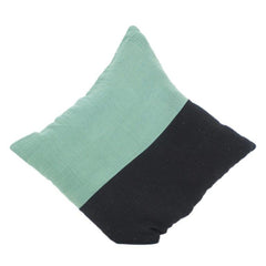 Modern Color Block Cotton Cushion Cover – Dual Tone Green & Black | 45x45 cm
