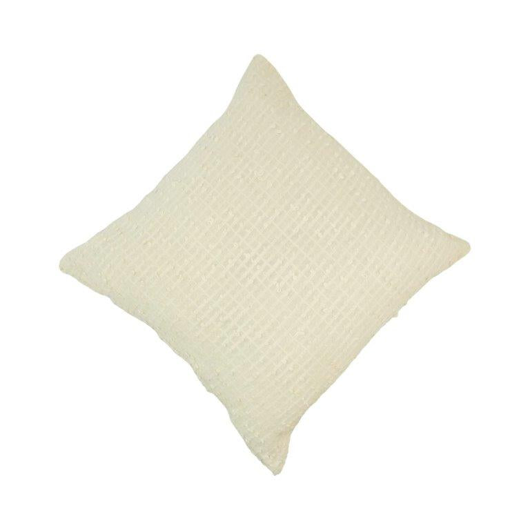 Ivory Textured Cotton Cushion Cover with Embroidered Dot Pattern – 45x45 cm - Bulk manufacturer & supplier from Panipat, India