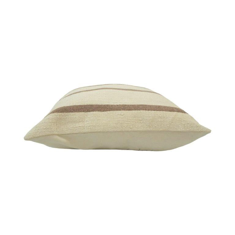 Handmade Cotton Striped Cushion Cover 45x45 cm | Beige & Natural Woven Throw Pillow Cover | Modern Farmhouse Décor - Bulk manufacturer & supplier from Panipat, India
