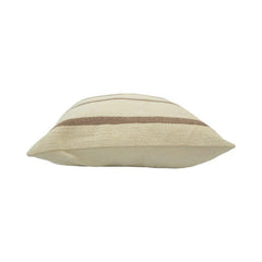 Handmade Cotton Striped Cushion Cover 45x45 cm | Beige & Natural Woven Throw Pillow Cover | Modern Farmhouse Décor