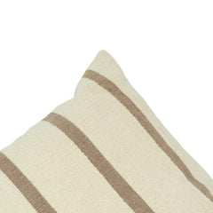 Handmade Cotton Striped Cushion Cover 45x45 cm | Beige & Natural Woven Throw Pillow Cover | Modern Farmhouse Décor