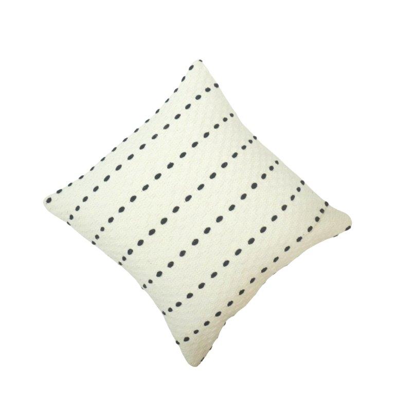 Handmade Cotton Cushion Cover 45x45 cm | Textured Black Dotted Striped Design | Modern Boho Decorative Pillow Cover - Bulk manufacturer & supplier from Panipat, India