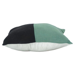 Modern Color Block Cotton Cushion Cover – Dual Tone Green & Black | 45x45 cm