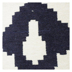 Navy Blue Ikat Jacquard Cushion Cover 45x45 cm | Geometric Woven Throw Pillow Case | Modern Boho Décor