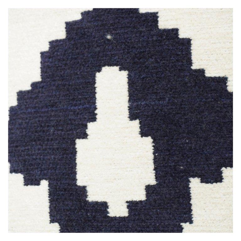Navy Blue Ikat Jacquard Cushion Cover 45x45 cm | Geometric Woven Throw Pillow Case | Modern Boho Décor