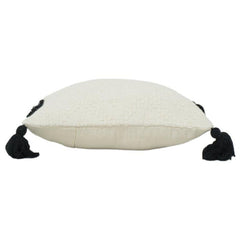 Handmade Textured Cotton Cushion Cover with Tassels – 45x45 cm | Minimal Boho Decorative Pillow