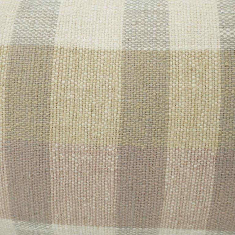 Handwoven Checkered Cotton Cushion Cover – Neutral Plaid Design | 35 x 50 cm Lumbar Cushion - Bulk manufacturer & supplier from Panipat, India