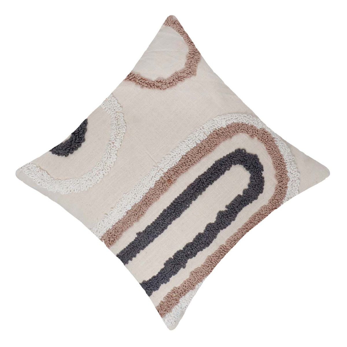 Handmade Tufted Cotton Cushion Cover 45x45 cm | Modern Abstract Loop Tufted Design | Decorative Throw Pillow Cover with Hidden Zipper | Boho Home Décor - Bulk manufacturer & supplier from Panipat, India