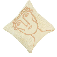 Abstract Face Tufted Cotton Cushion Cover – Embroidered Artistic Boho Pillow Cover 45x45 cm