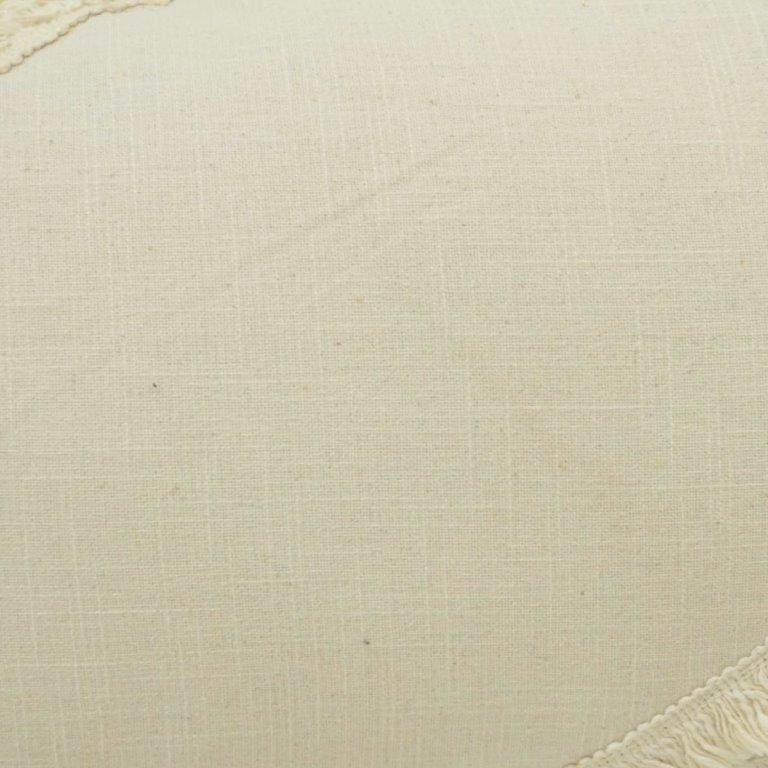 Boho Tassel Cotton Cushion Cover – Off White Textured Decorative Pillow Cover | 45x45 cm - Bulk manufacturer & supplier from Panipat, India