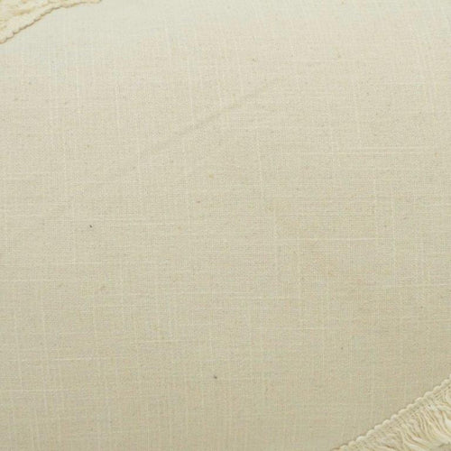 Boho Tassel Cotton Cushion Cover – Off White Textured Decorative Pillow Cover | 45x45 cm