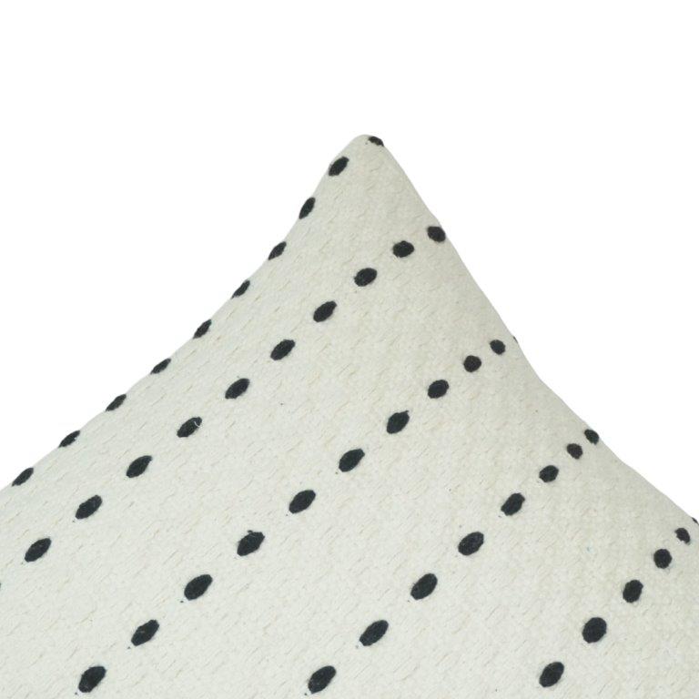 Handmade Cotton Cushion Cover 45x45 cm | Textured Black Dotted Striped Design | Modern Boho Decorative Pillow Cover - Bulk manufacturer & supplier from Panipat, India