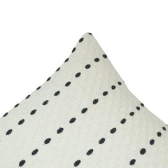 Handmade Cotton Cushion Cover 45x45 cm | Textured Black Dotted Striped Design | Modern Boho Decorative Pillow Cover