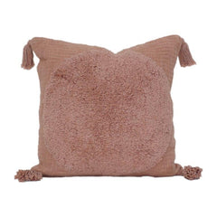 Weicher getufteter Baumwoll-Kissenbezug mit Quasten – Strukturiertes Rouge-Rosa | 45x45 cm