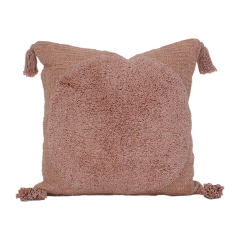 Soft Tufted Cotton Cushion Cover with Tassels – Textured Blush Pink | 45x45 cm