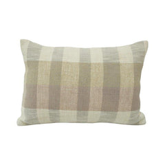 Handwoven Checkered Cotton Cushion Cover – Neutral Plaid Design | 35 x 50 cm Lumbar Cushion