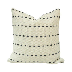 Handmade Cotton Cushion Cover 45x45 cm | Textured Black Dotted Striped Design | Modern Boho Decorative Pillow Cover