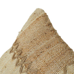 Rustic Handwoven Jute Cushion Cover with Textured Patchwork Design | Natural Boho Throw Pillow Cover | 45x45 cm