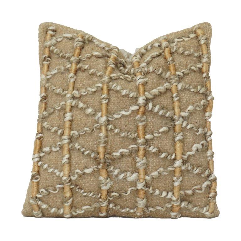 Housse de coussin en jute tissée à la main avec motif en treillis de corde texturée | Housse de coussin décorative rustique et bohème | 45x45 cm - Bulk manufacturer & supplier from Panipat, India