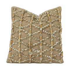 Handwoven Jute Cushion Cover with Textured Rope Lattice Design | Natural Rustic Boho Décor Pillow Cover | 18x18 Inch