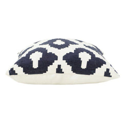 Navy Blue Ikat Jacquard Cushion Cover 45x45 cm | Geometric Woven Throw Pillow Case | Modern Boho Décor