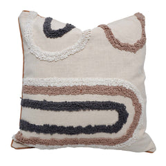 Handmade Tufted Cotton Cushion Cover 45x45 cm | Modern Abstract Loop Tufted Design | Decorative Throw Pillow Cover with Hidden Zipper | Boho Home Décor