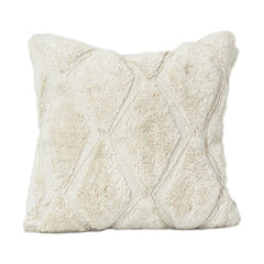 Tufted Cotton Cushion Cover 45x45 cm | Textured Diamond Pattern | Soft Neutral Decorative Pillow Cover with Hidden Zipper