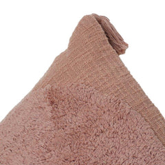 Weicher getufteter Baumwoll-Kissenbezug mit Quasten – Strukturiertes Rouge-Rosa | 45x45 cm