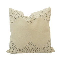 Hand Block Printed Cotton Cushion Cover – Geometric Border Design | Beige | 45x45 cm