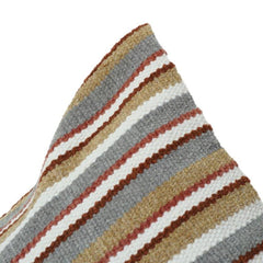 Multi-Color Woven Striped Cotton Cushion Cover | Textured Boho Accent Pillow Cover | 18x18 Inch