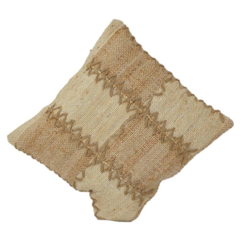 Rustic Handwoven Jute Cushion Cover with Textured Patchwork Design | Natural Boho Throw Pillow Cover | 45x45 cm - Bulk manufacturer & supplier from Panipat, India