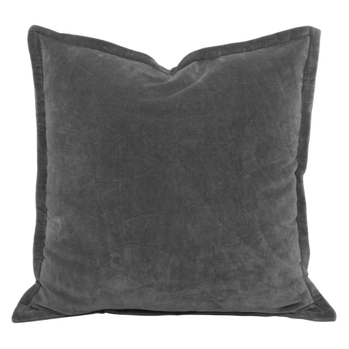 Charcoal Grey Velvet Cotton Cushion Cover – 45 x 45 cm | Solid Textured Accent Cushion Cover