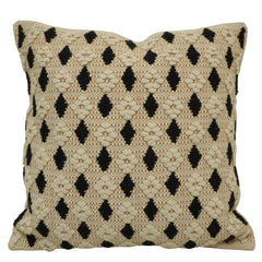 Handwoven Cotton Cushion Cover 45x45 cm | Black & Natural Geometric Textured Design | Boho Decorative Throw Pillow Cover | Hidden Zipper | Sofa & Bed Accent