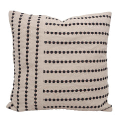 Handwoven Cotton Cushion Cover 45x45 cm | Ivory & Black Textured Woven Stripe Design | Decorative Throw Pillow Cover | Hidden Zip | Boho Modern Home Décor