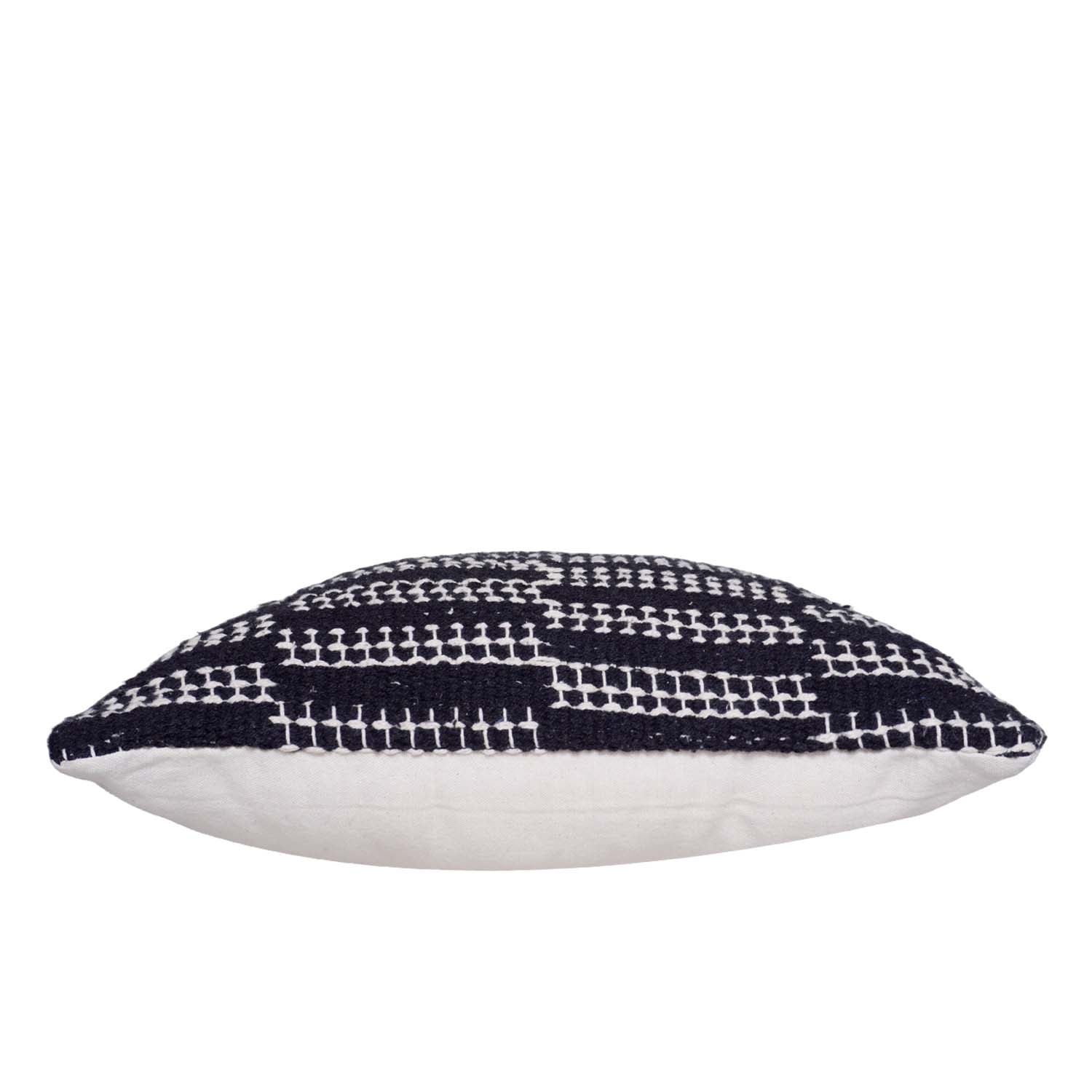 Handwoven Black & White Cotton Cushion Cover 45x45 cm | Geometric Textured Handmade Cushion Cover | Modern Boho Decorative Pillow Cover