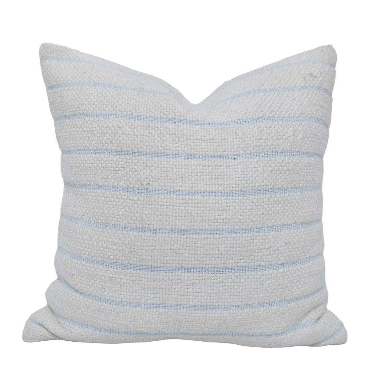 Handwoven Cotton Striped Cushion Cover 45x45 cm | Textured Woven Throw Pillow Cover | White & Sky Blue | Modern Farmhouse & Coastal Home Décor - Bulk manufacturer & supplier from Panipat, India