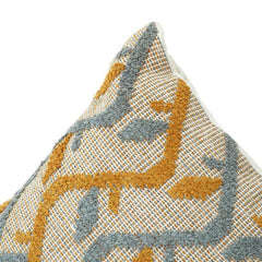 Abstract Zigzag Embroidered Cotton Cushion Cover 45x45 cm | Mustard & Grey Textured Design