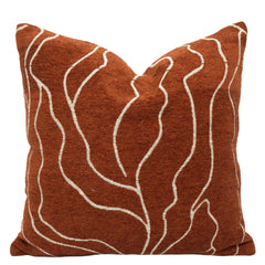 Rust Brown Jacquard Cushion Cover with Abstract Wavy Pattern – 45 x 45 cm