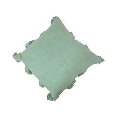 Sage Green Tassel Cotton Cushion Cover – 45x45 cm Soft Textured Decorative Pillow Cover