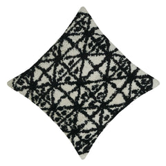 Black & Ivory Abstract Tufted Cotton Cushion Cover – Textured Geometric Floral Design, 45 x 45 cm