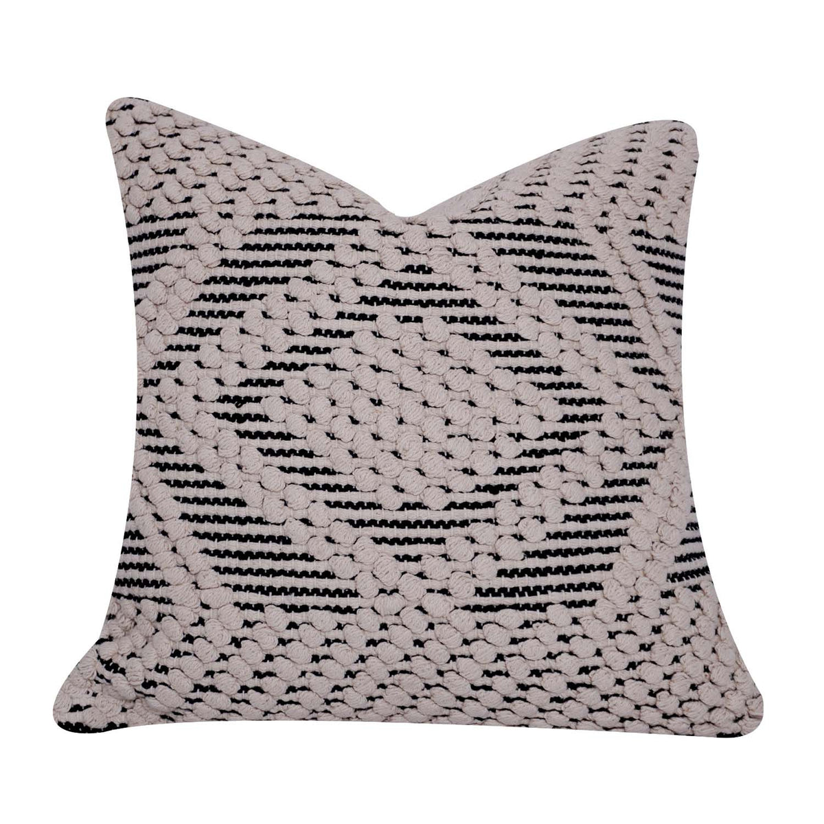 Handmade Textured Cotton Cushion Cover 45x45 cm | Geometric Woven Knot Pattern | Boho Modern Decorative Throw Pillow Cover - Bulk manufacturer & supplier from Panipat, India