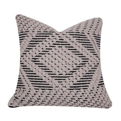 Handmade Textured Cotton Cushion Cover 45x45 cm | Geometric Woven Knot Pattern | Boho Modern Decorative Throw Pillow Cover