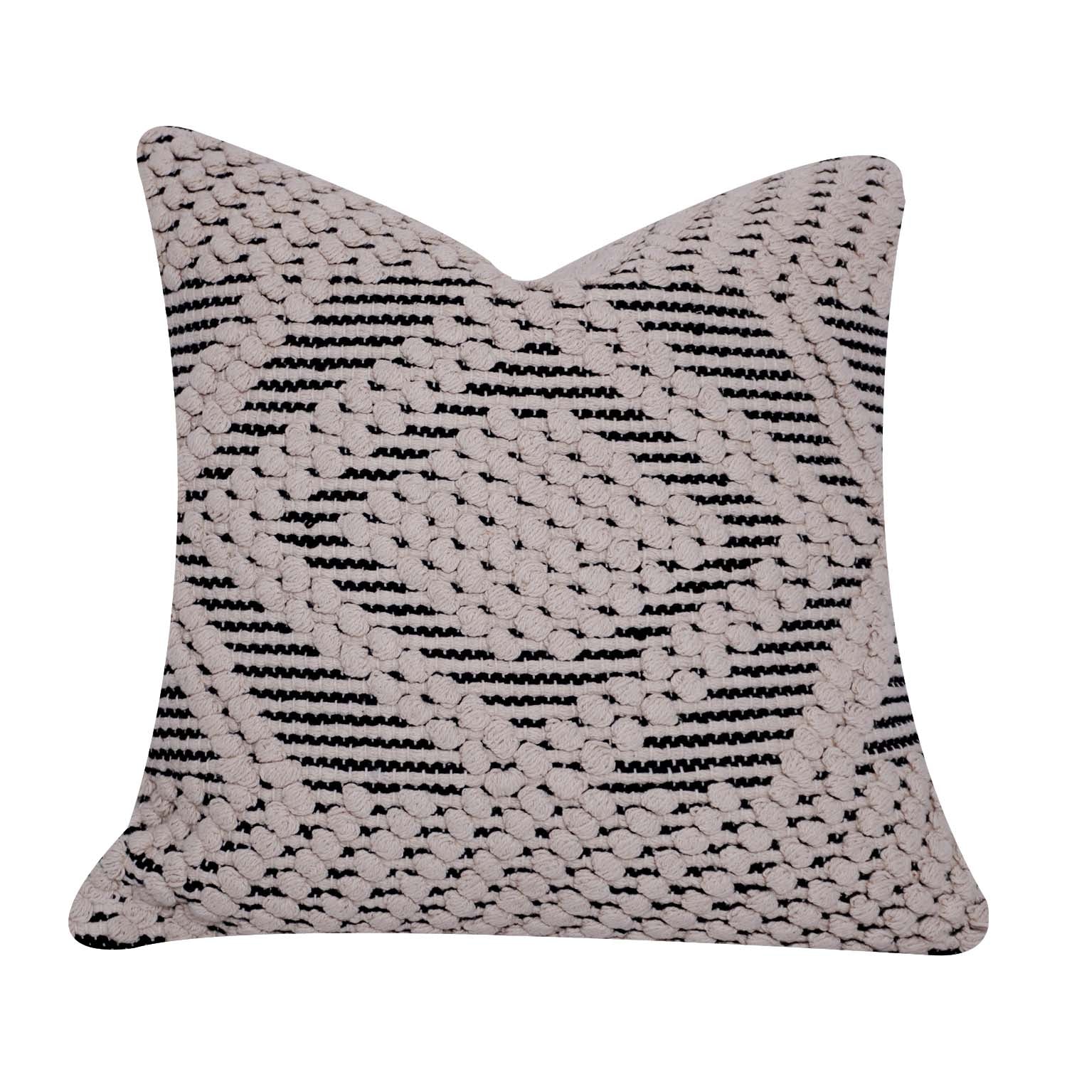 Handmade Textured Cotton Cushion Cover 45x45 cm | Geometric Woven Knot Pattern | Boho Modern Decorative Throw Pillow Cover