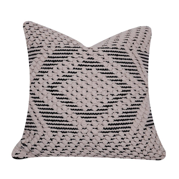 Handmade Textured Cotton Cushion Cover 45x45 cm | Geometric Woven Knot Pattern | Boho Modern Decorative Throw Pillow Cover