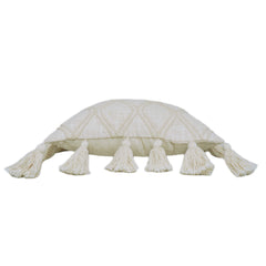 Textured diamond pattern handcrafted cotton cushion cover with tassels 45x45 cm