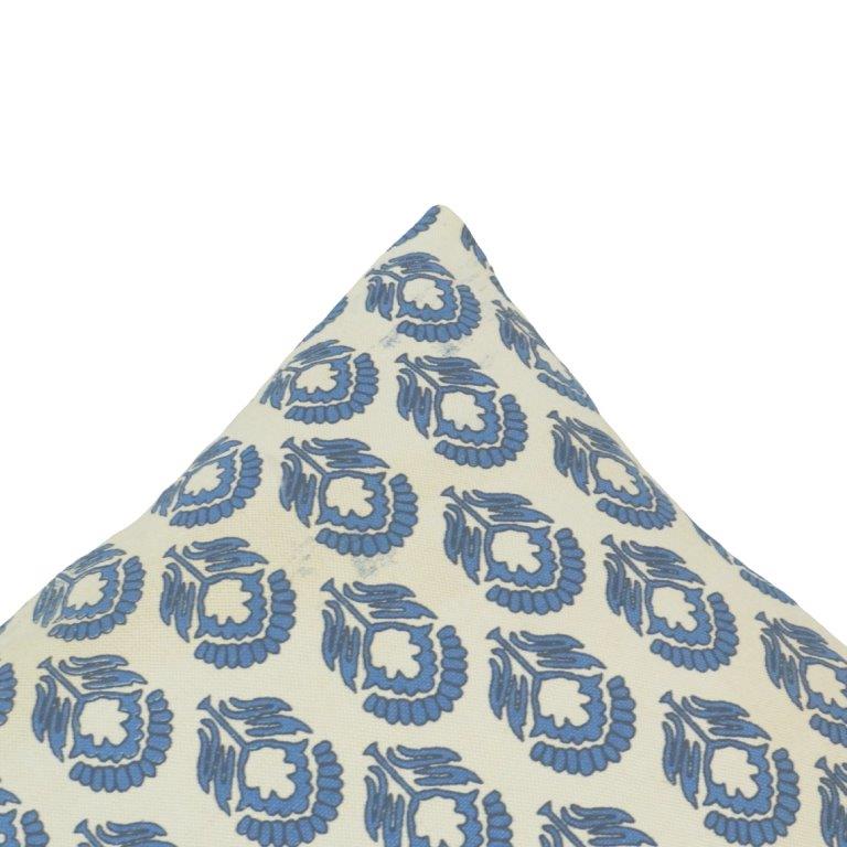Blue Floral Block Print Cotton Cushion Cover – 45x45 cm | Handcrafted Decorative Throw Pillow Cover - Bulk manufacturer & supplier from Panipat, India