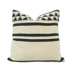 Handmade Black & Ivory Striped Cotton Cushion Cover 45x45 cm | Woven Geometric Accent Pillow Cover