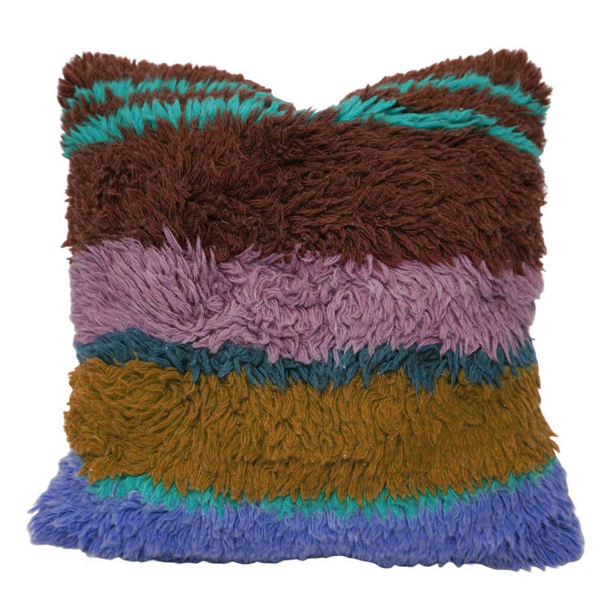 Handwoven Tufted Cushion Cover 45x45 cm – Multicolor Textured Striped Boho Accent Pillow Cover