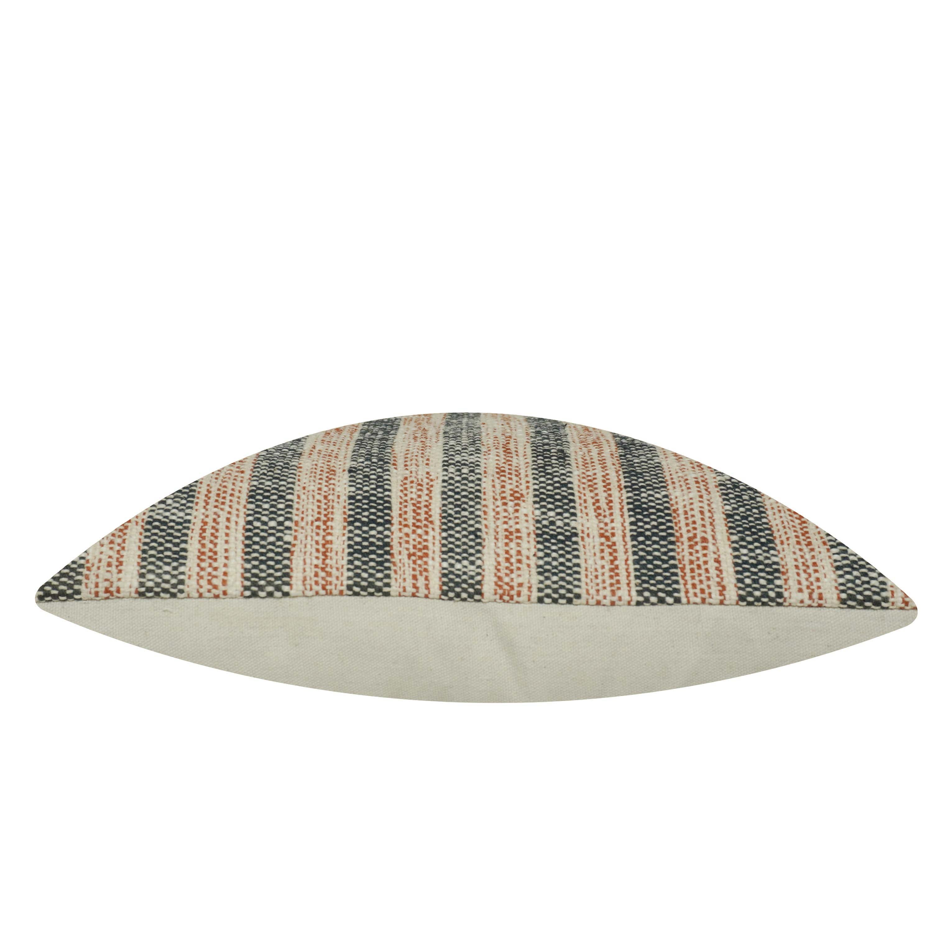 Handwoven Cotton Striped Cushion Cover 45x45 cm | Woven Textured Decorative Throw Pillow Cover | Rustic Farmhouse Sofa Cushion Cover | Concealed Zipper