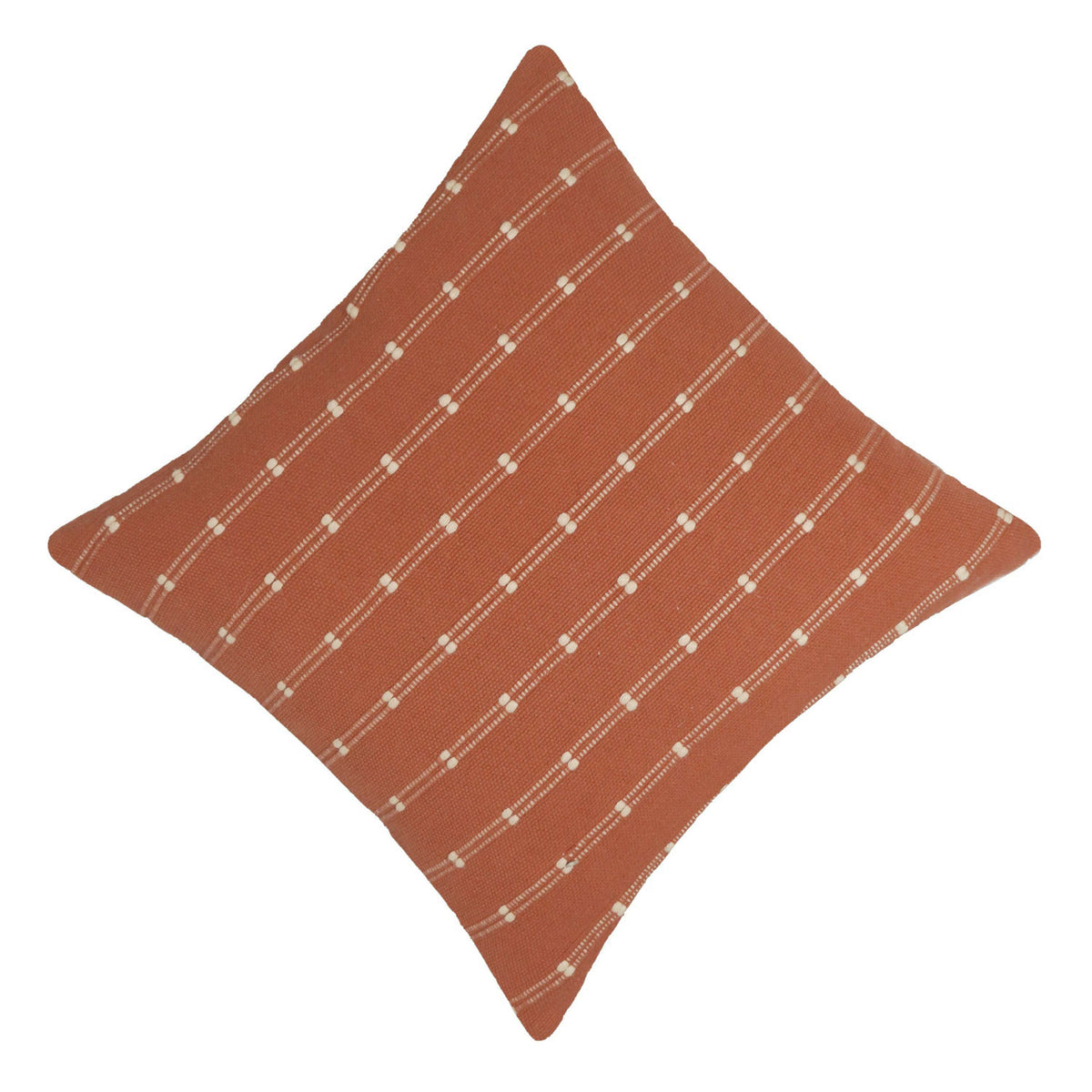 Handwoven Terracotta & Ivory Striped Cushion Cover – 45 x 45 cm